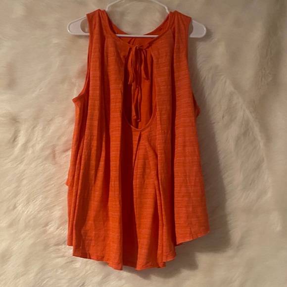 Free People Bright Orange Striped Top - Picture 2 of 3
